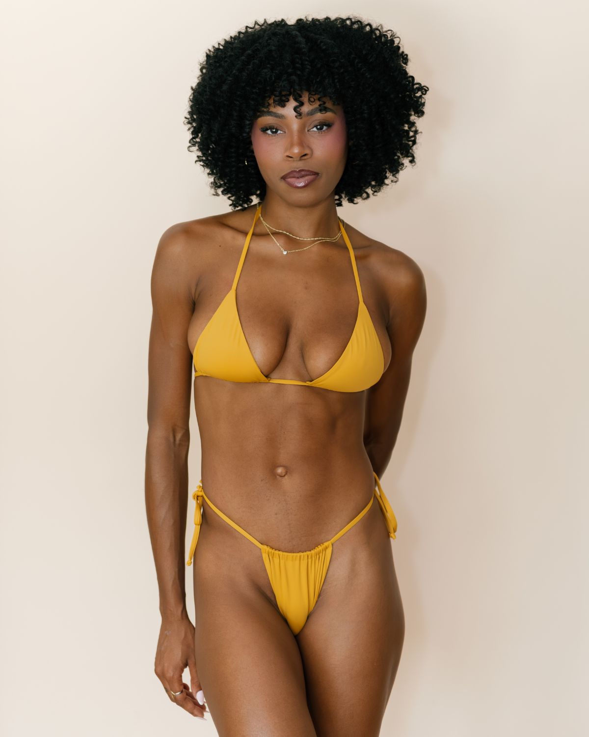 Adjustable String Bikini Bottom - Amber