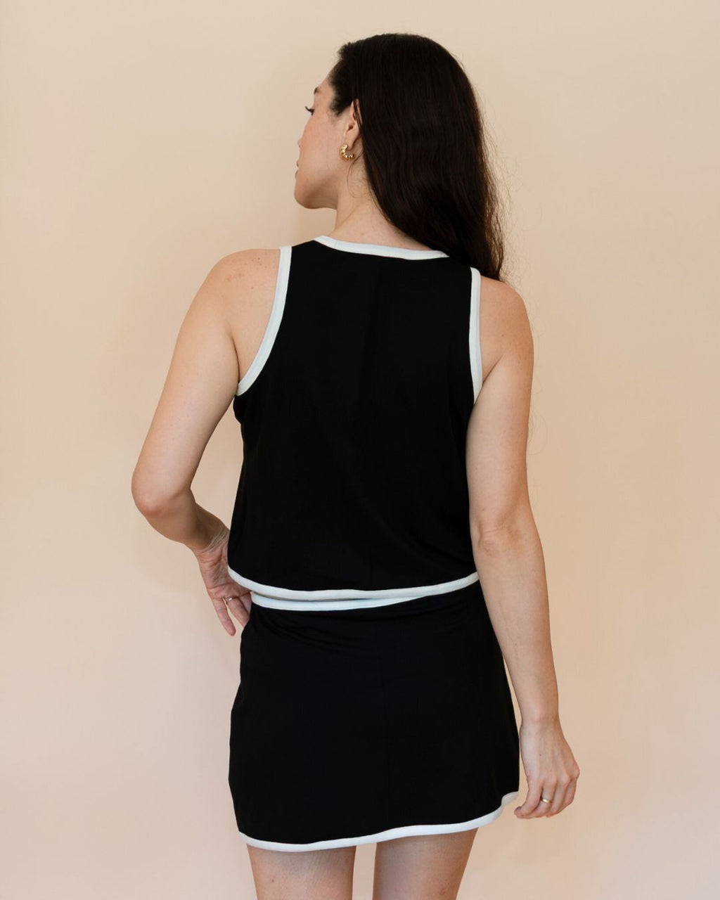 SoftKnit Tie Front Tank - Jet Contrast