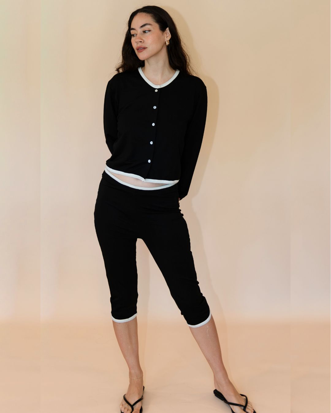 SoftKnit Capri Pants - Jet Contrast