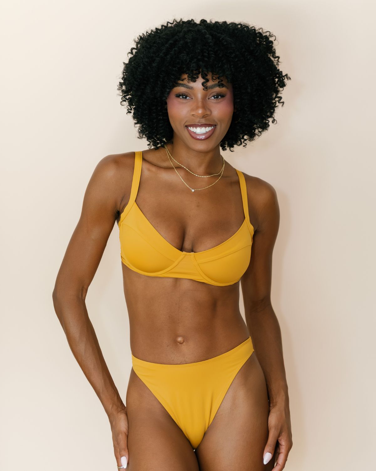 Retro High Cut Bikini Bottom - Amber