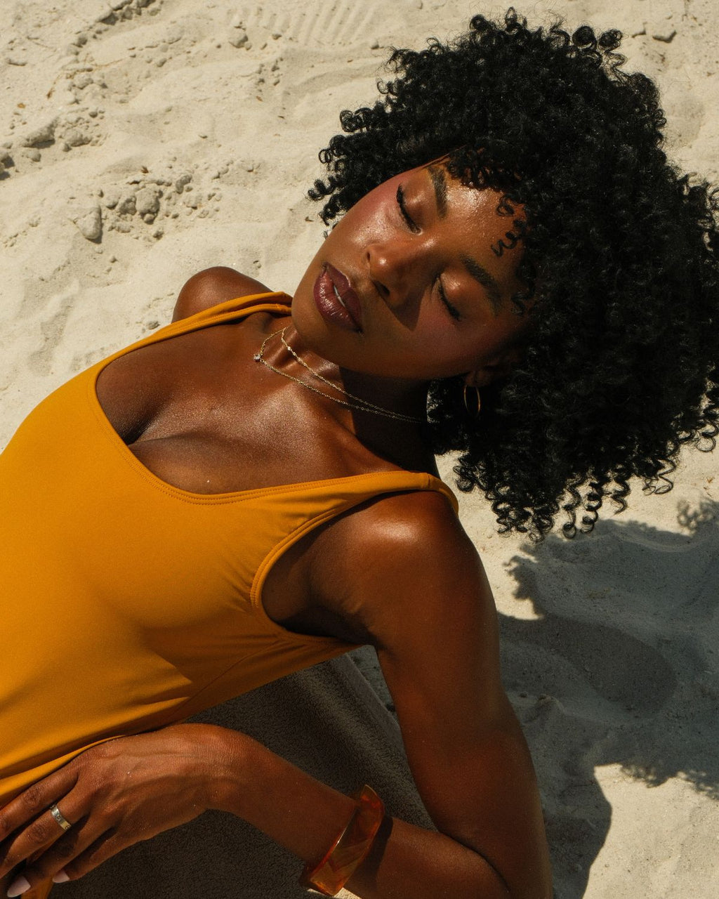 Classic High Cut One Piece Swimsuit  - Amber