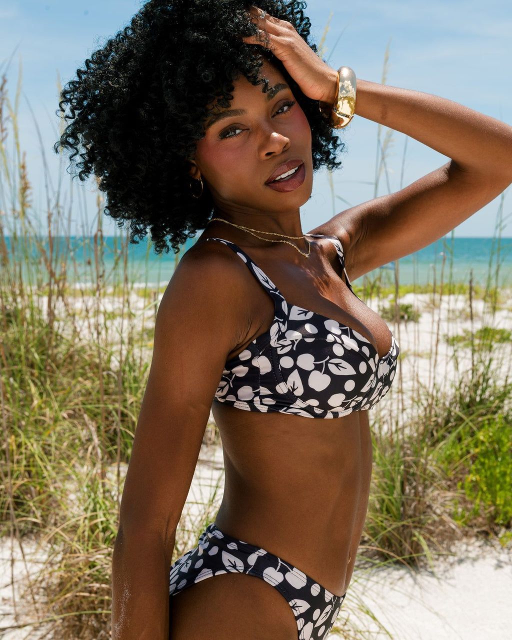 Retro High Cut Bikini Bottom - Cherry Polka Dot