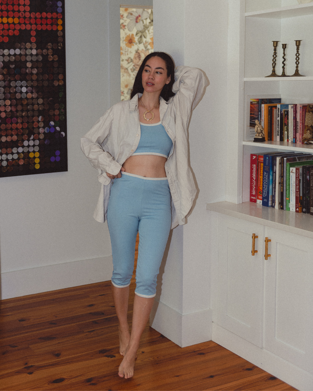 SoftKnit Capri Pants - Cloud Contrast